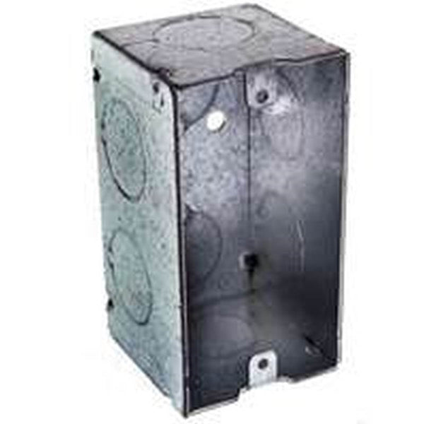 RACO 674 Handy Box, 1 -Gang, 8 -Knockout, 3/4 in Knockout, Steel, Gray, Pre-Galvanized, Threaded Mounting