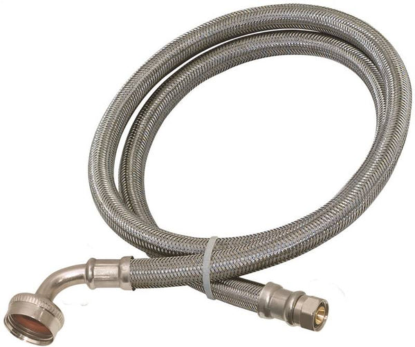 EZ-FLO 41042 Braided Dishwasher Connector Hose, 3/4 in Inlet, FHT Inlet, 3/8 in Outlet, Compression Outlet, 5 ft L