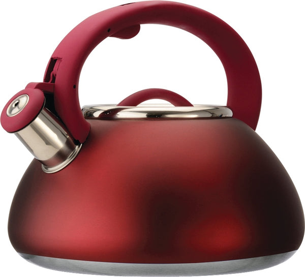 Primula Avalon Series PAVRE-6225 Whistling Tea Kettle, 2.5 qt Capacity, Stay-Cool Handle, Steel, Red