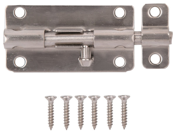 ProSource SS-B04-PS Barrel Bolt, 0.31 Dia in Bolt Head, 4 in L Bolt, Stainless Steel, Stainless Steel