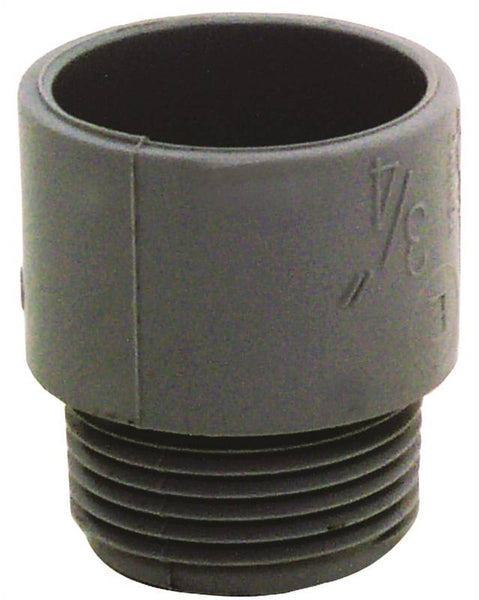 Carlon E943E-CTN Terminal Adapter, 3/4 in MPT x Socket, 1.29 in Dia, 1.47 in L, PVC, Gray
