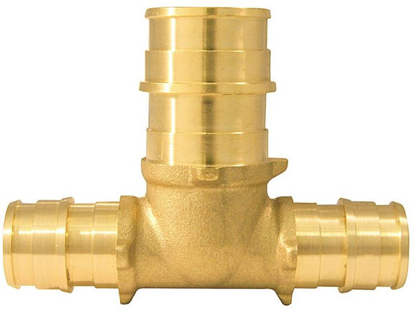 Apollo Valves Expansion Series EPXT121234 Reducing Pipe Tee, 1/2 x 3/4 in, Barb, Brass, 200 psi Pressure