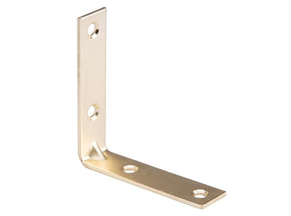 Prosource CB-S025-C4PS Corner Brace, 2-1/2 in L, 2-1/2 in W, 5/8 in H, Steel, Bright Brass, 2 mm Thick Material