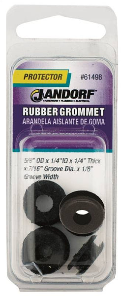 Jandorf 61498 Grommet, Rubber, Black, 1/4 in Thick Panel