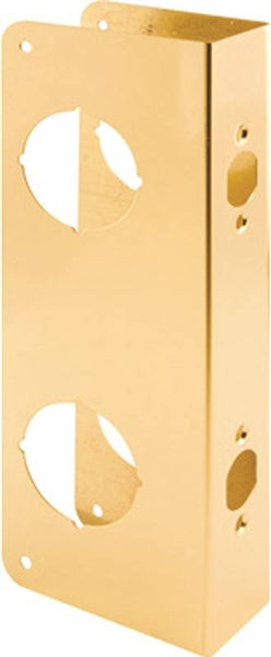 Prime-Line U 9537 Lock and Door Reinforcer, 2-3/8 in Backset, 1-3/4 in Thick Door, Brass, Brass, 10-7/8 in H, 3-7/8 in W