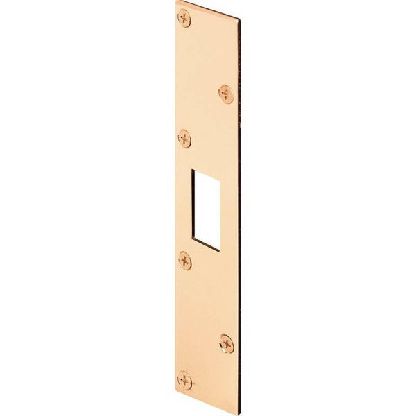 Defender Security U 9425 Deadbolt Strike, 7-13/16 in L, 1-5/8 in W, Steel, Brass