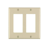 Decora 80409-I Wallplate, 4-1/2 in L, 4.56 in W, 2 -Gang, Thermoset Plastic, Ivory, Smooth