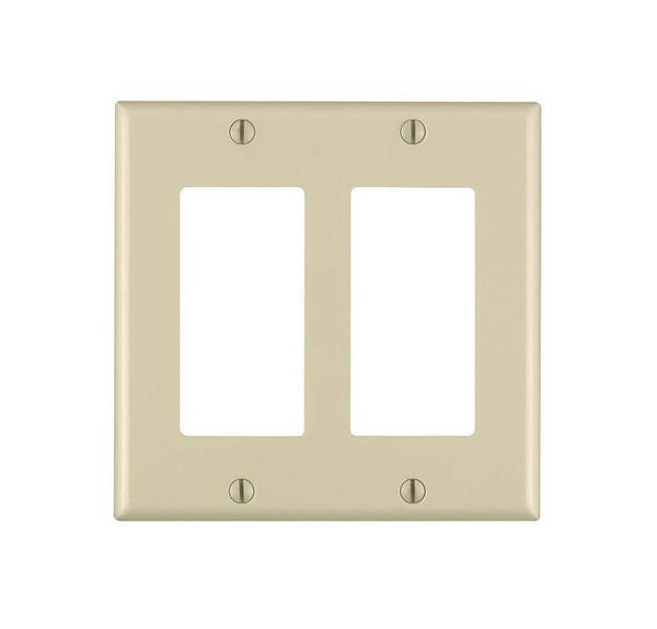 Decora 80409-I Wallplate, 4-1/2 in L, 4.56 in W, 2 -Gang, Thermoset Plastic, Ivory, Smooth