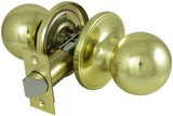 ProSource T3730V-PS Door Knob, Knob Handle, Metal, Polished Brass, 2-3/8 to 2-3/4 in Backset, 44 x 57 mm Strike