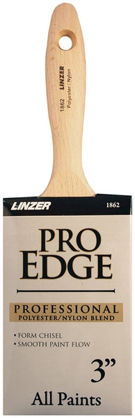 Linzer 1862-3 Paint Brush, 3 in W, 3-1/4 in L Bristle, Nylon/Polyester Bristle, Beaver Tail Handle