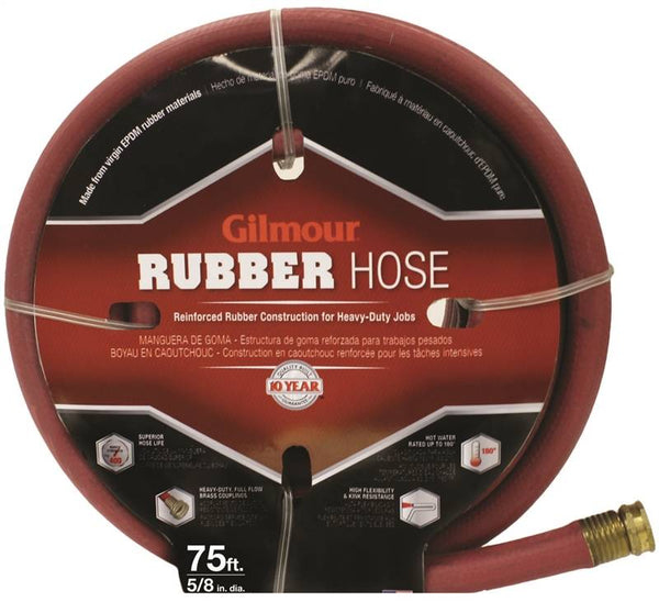 Gilmour 818571-1001 Professional Hose, 3/4 in, 75 ft L, GHT, Brass/Metal/Rubber, Red