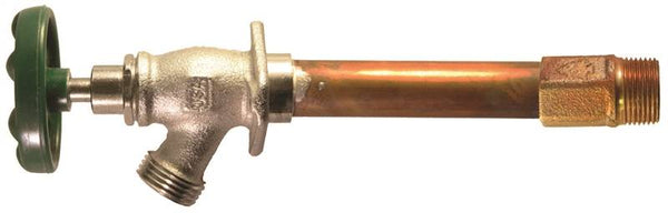 arrowhead 456 Series 456-12LF Wall Hydrant, 12 in OAL, 1/2 in Inlet, MIP x Copper Sweat Inlet, 3/4 in Outlet, 13 gpm