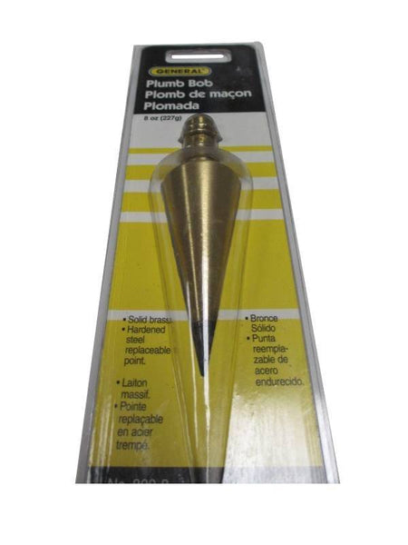 GENERAL 800-8 Plumb Bob, Solid Brass, Lacquered