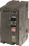Square D QO QO215CP Circuit Breaker, Mini, 15 A, 2 -Pole, 120/240 VAC, 48 VDC, Plug Mounting, Black