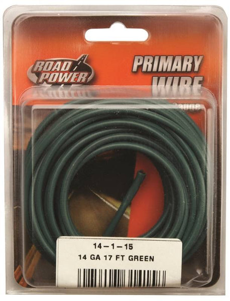 CCI 56421933 Primary Wire, 14 ga Wire, 60 VDC, Copper Conductor, Green Sheath, 17 ft L