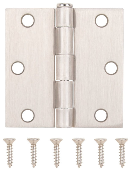 ProSource LR-708-PS Square Corner Door Hinge, Steel, Satin Nickel, Loose Pin, 180 deg Range of Motion