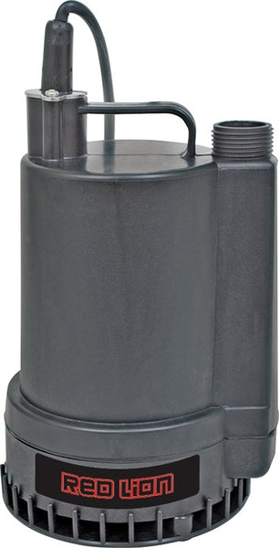 Red Lion RL-MP16 Submersible Utility Pump, 1-Phase, 2 A, 115 V, 0.166 hp, 1 in Outlet, 26 ft Max Head, 1300 gph