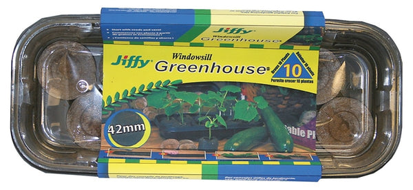 Jiffy J410 Seed Starter Kit, 9 in L Tray, 4-1/2 in W Tray, 10 -Cell
