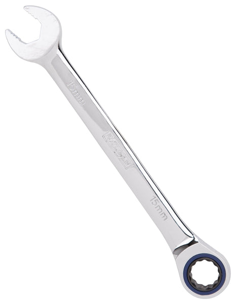 Vulcan PG15MM Combination Wrench, Metric, 15 mm Head, Chrome Vanadium Steel, Polished Mirror