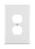 Leviton 80503-W Receptacle Wallplate, 4-7/8 in L, 3-1/8 in W, Midway, 1 -Gang, Plastic, White, Surface Mounting