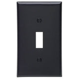 Leviton 015-80701-00E Wallplate, 4-1/2 in L, 2-3/4 in W, 1 -Gang, Nylon, Black, Smooth