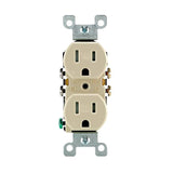 Leviton N01-T5320-00I Duplex Receptacle, 2 -Pole, 15 A, 125 V, Push-In, Side Wiring, NEMA: 5-15R, Ivory