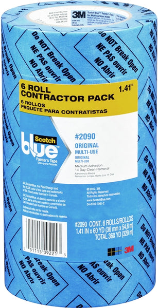 ScotchBlue 2090-36A-CP Painter's Tape, 60 yd L, 1-1/2 in W, Crepe Paper Backing, Blue