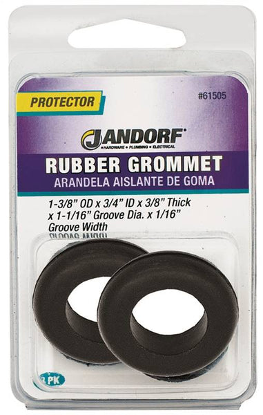 Jandorf 61505 Grommet, Rubber, Black, 3/8 in Thick Panel