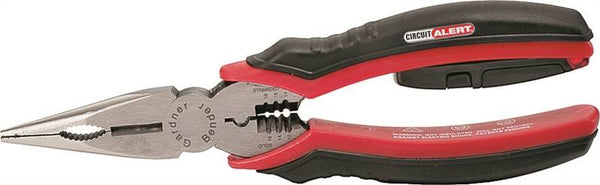 GB Circuit Alert Series GPT-80 Nose Plier, 8 in OAL, 2-1/4 in Jaw Opening, Black/Red Handle, Comfort-Grip Handle