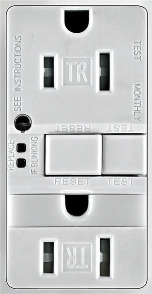 Eaton Wiring Devices TRSGFNL15W-K GFCI and Nightlight, 2 -Pole, 15 A, 125 V, Back, Side Wiring, NEMA: 5-15R, White