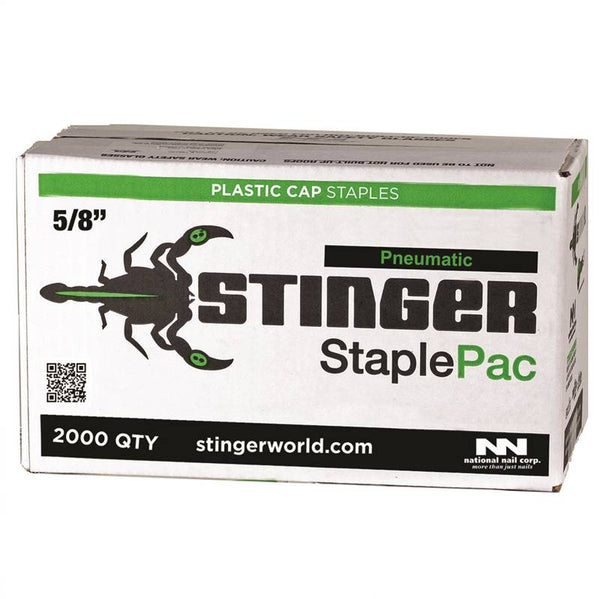 Stinger 136360 Cap Staple, 3/8 in W Crown, 5/8 in L Leg, Galvanized, 20 ga Gauge