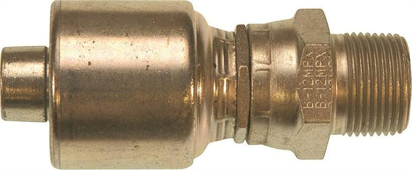 GATES MegaCrimp G25105-0604 Hose Coupling, 1/4-18, Crimp x NPTF, Straight Angle, Steel, Zinc