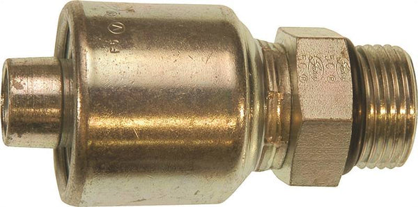 GATES MegaCrimp G25120-0810 Hose Coupling, 7/8-14, Crimp x ORB, Straight Angle, Steel, Zinc