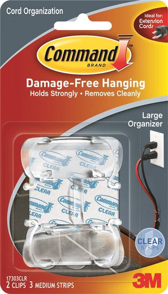 Command 17303CLR Cord Organizer, Plastic, Transparent