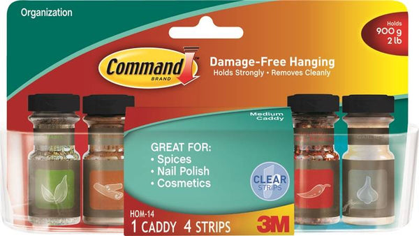 Command HOM-14 Medium Caddy, 2 lb Capacity, Plastic, Clear