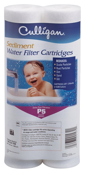 Culligan P5 Water Filter Cartridge, 5 um Filter, Polypropylene Spun Filter Media