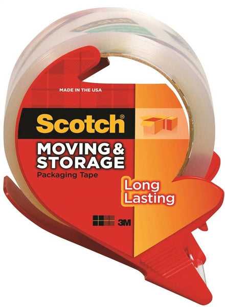 Scotch 3650-RD Packaging Tape, 54.6 yd L, 1.88 in W, Polypropylene Backing, Clear