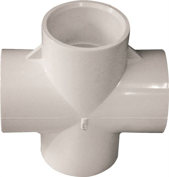 LASCO 420010BC Pipe Cross, 1 in, Slip, PVC, White, SCH 40 Schedule, 450 psi Pressure