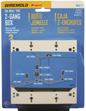 Wiremold NM NM3-2 Outlet Box, 2 -Gang, 0 -Knockout, Plastic, Ivory, Wall Mounting