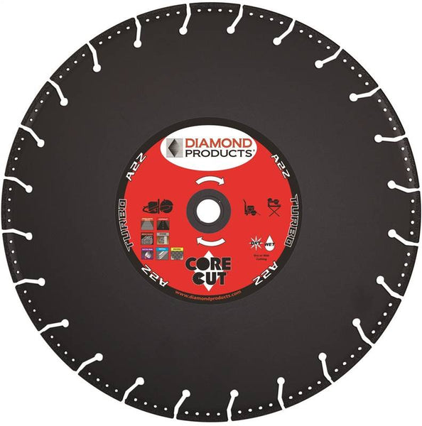 DIAMOND PRODUCTS 21571 Circular Saw Blade, 14 in Dia, 1 in Arbor, 24-Teeth, Diamond Cutting Edge