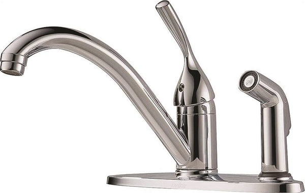 DELTA Classic Series 300-DST Kitchen Faucet with Integral Spray, 1.8 gpm, 1-Faucet Handle, Brass, Chrome Plated