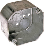 RACO 167 Octagonal Box, 4 in OAW, 2-1/8 in OAD, 4 in OAH, 6 -Gang, 9 -Knockout, Steel Housing Material, Gray