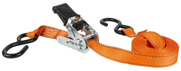 KEEPER 45518 Tie-Down, 1 in W, 15 ft L, Orange, 500 lb Working Load, S-Hook End