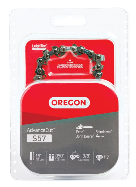 Oregon S57 Chainsaw Chain, 16 in L Bar, 0.05 Gauge, 3/8 in TPI/Pitch, 57-Link