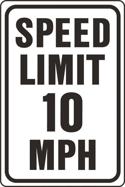 HY-KO HW-10 Traffic Sign, Rectangular, SPEED LIMIT 10, Black Legend, White Background, Aluminum