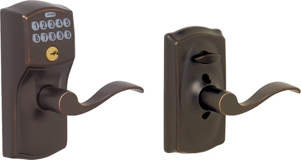 Schlage FE595VCAM/ACC 716 Keypad Lock with Flex-Lock, Metal, Aged Bronze, 2-3/8 x 2-3/4 in Backset