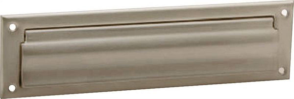 Schlage SC620B-619 Mail Slot, 3-1/2 in L, 13 in W, Brass, Satin Nickel