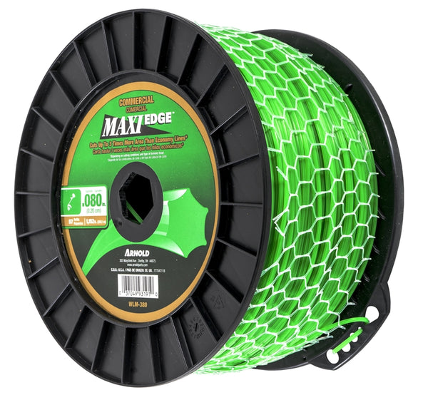 ARNOLD Maxi Edge WLM-380 Trimmer Line Spool, 0.080 in Dia, 1152 ft L, Polymer, Green