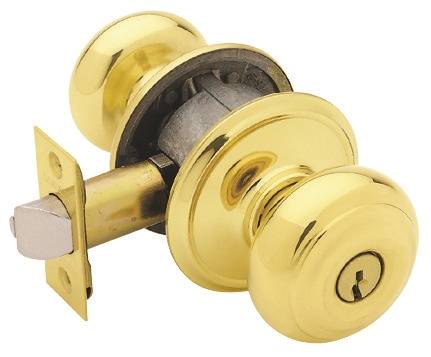 Schlage Georgian Series F51A VGEO505K4 Keyed Entry Knob, Solid Brass/Zinc, Brass