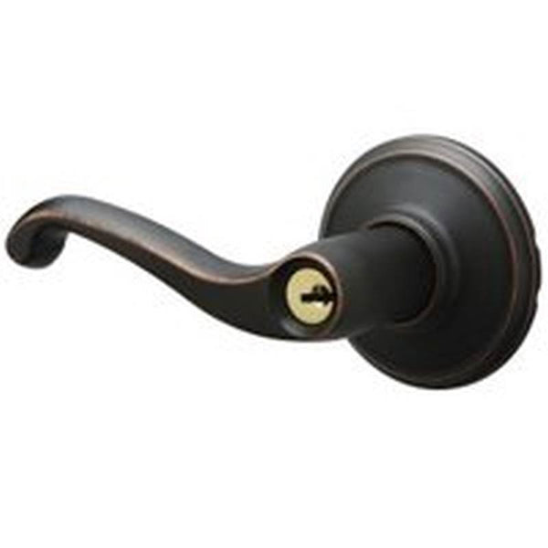 Schlage Flair Series F51A V FLA 716 Entry Lever Lockset, Solid Brass, Aged Bronze